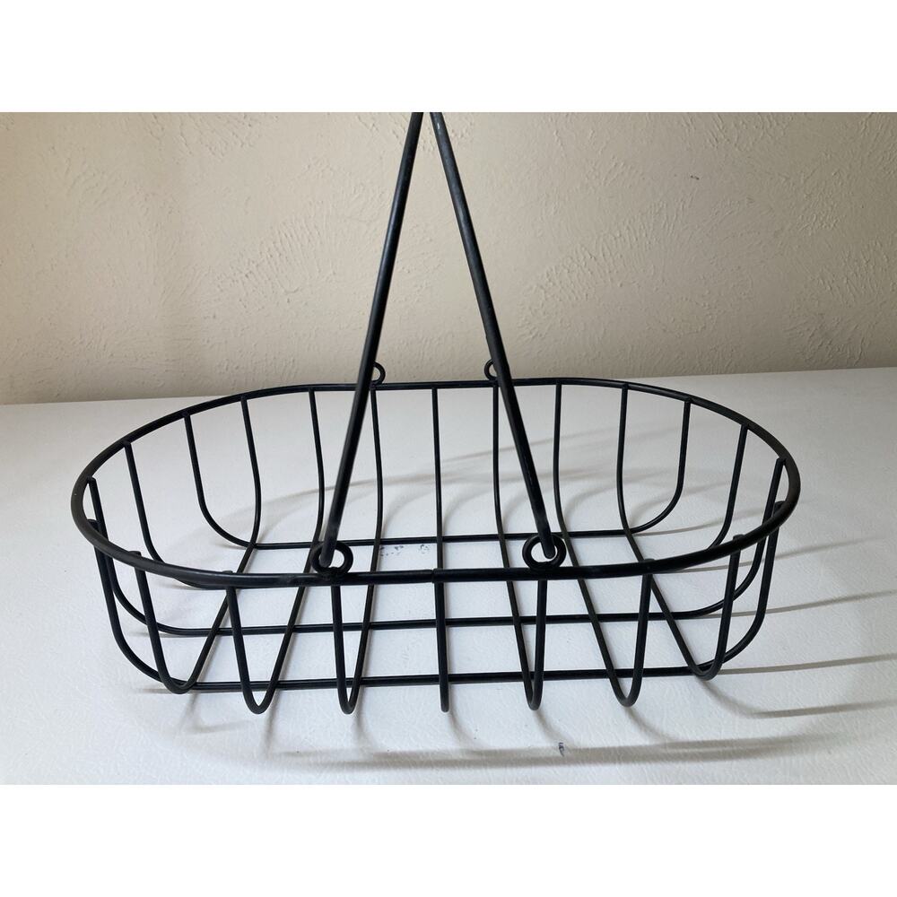 Large Black Metal Wire Basket with Handles Farmhouse Cottage Planter